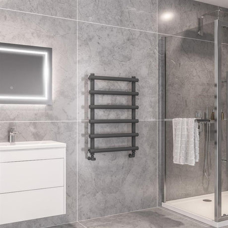 Eastbrook Marlow Straight Designer Towel Radiator 850mm x 600mm - Matt Anthracite - 89.0507 - TAP 'N' SHOWER
