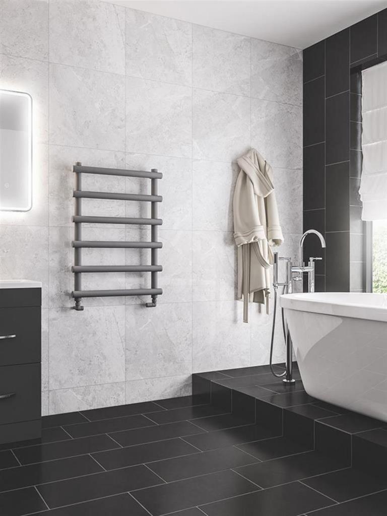 Eastbrook Marlow 850mm x 600mm Straight Designer Towel Radiator - Matt Grey - 89.0513 - TAP 'N' SHOWER