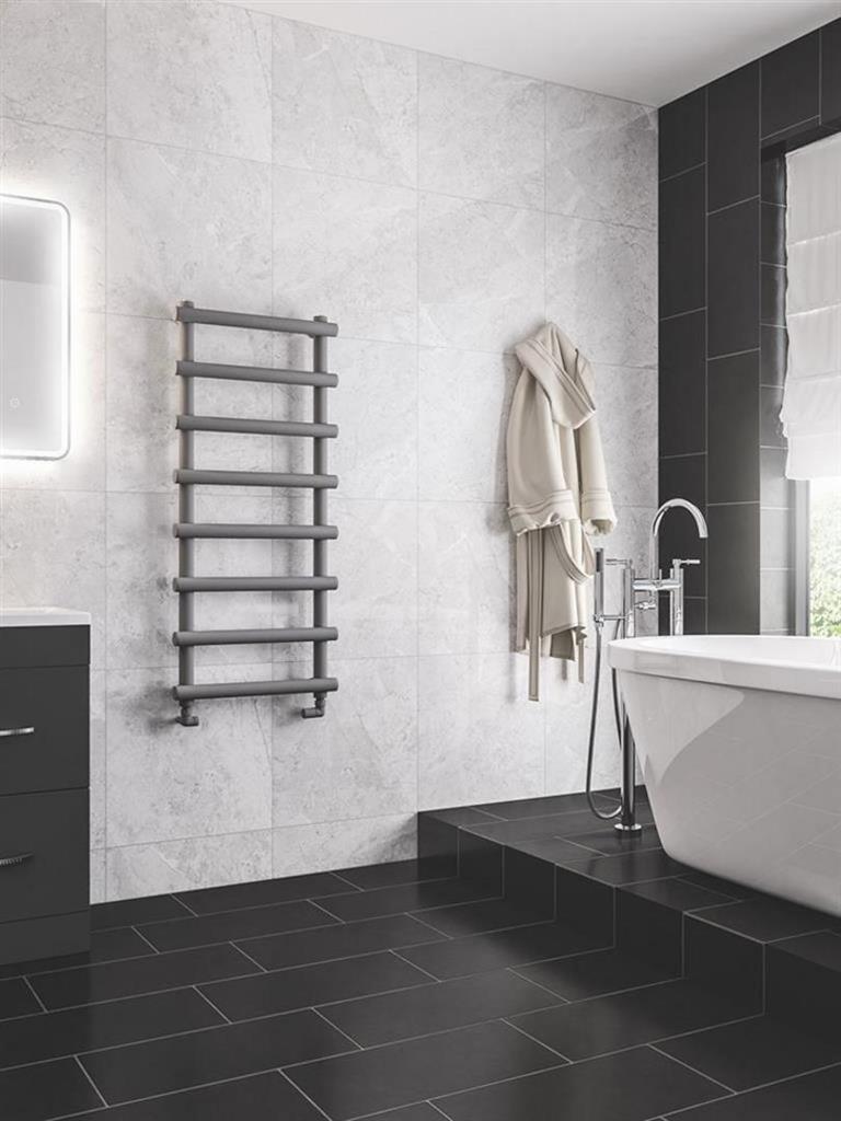 Eastbrook Marlow Straight Designer Towel Radiator 1150mm x 500mm - Matt Grey - 89.0514 - TAP 'N' SHOWER
