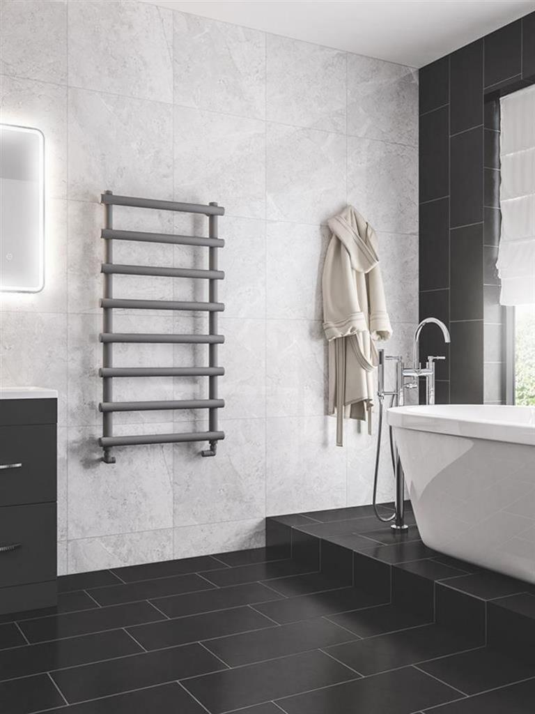 Eastbrook Marlow Straight Designer Towel Radiator 1150mm x 600mm - Matt Grey - 89.0515 - TAP 'N' SHOWER
