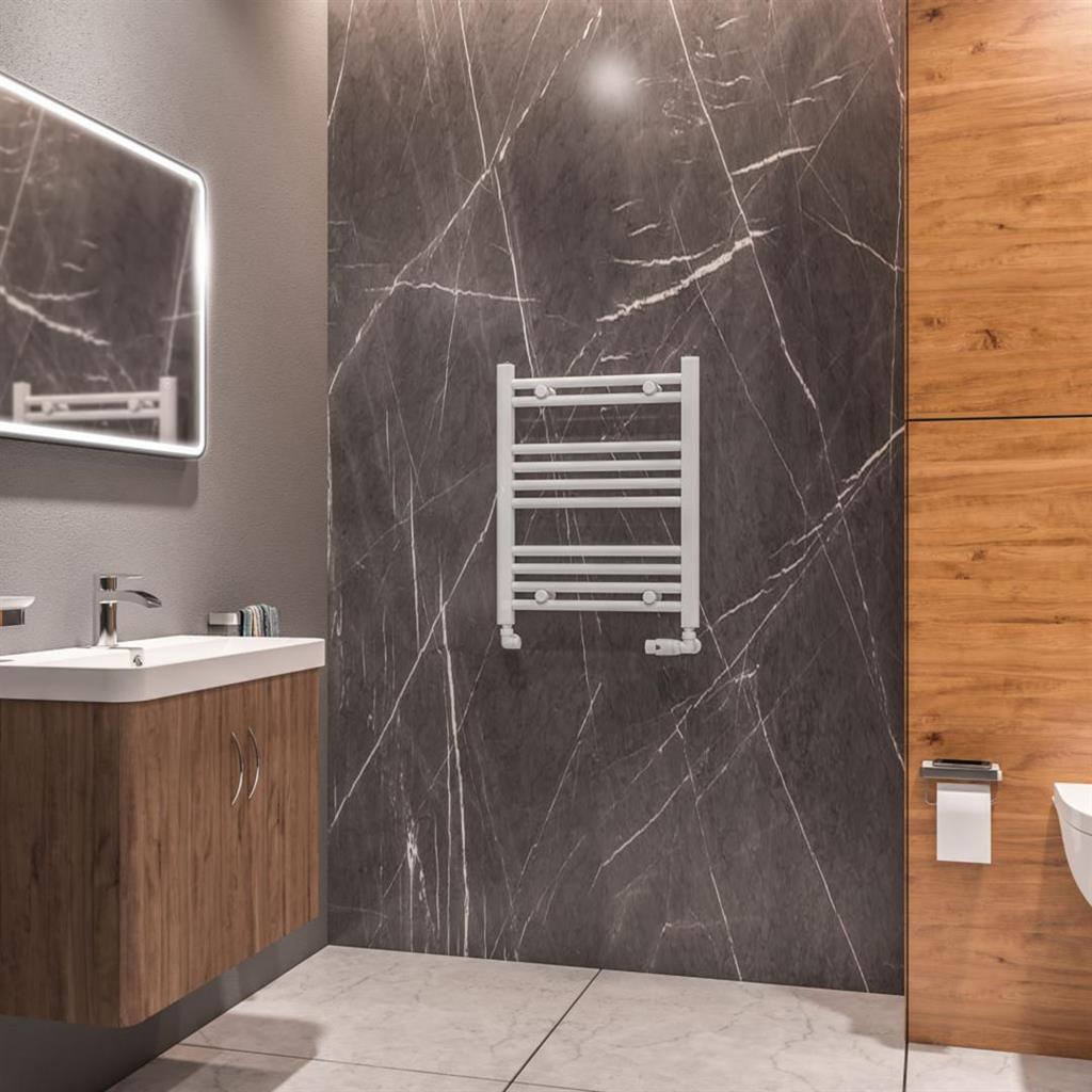 Eastbrook Westward Straight Ladder Towel Radiator 600mm x 500mm - Gloss White - 89.0572 - TAP 'N' SHOWER