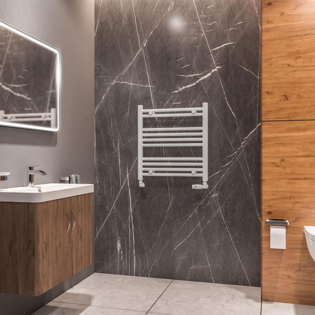 Eastbrook Westward Straight Ladder Towel Radiator 600mm x 600mm - Gloss White - 89.0573 - TAP 'N' SHOWER