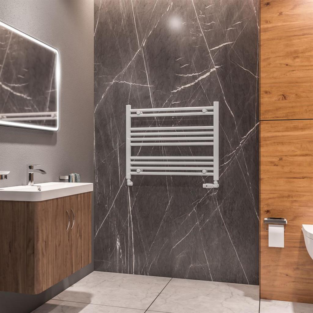 Eastbrook Westward Straight Ladder Towel Radiator 600mm x 800mm - Gloss White - 89.0574 - TAP 'N' SHOWER
