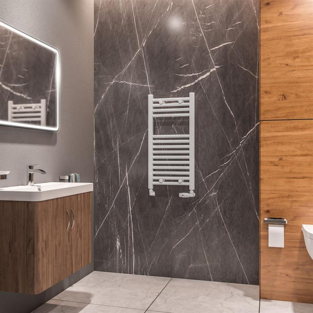 Eastbrook Westward Straight Ladder Towel Radiator 800mm x 400mm - Gloss White - 89.0575 - TAP 'N' SHOWER