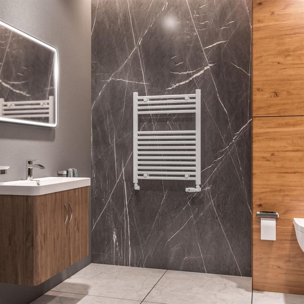 Eastbrook Westward 800mm x 600mm Straight Ladder Towel Radiator - Gloss White - 89.0577 - TAP 'N' SHOWER