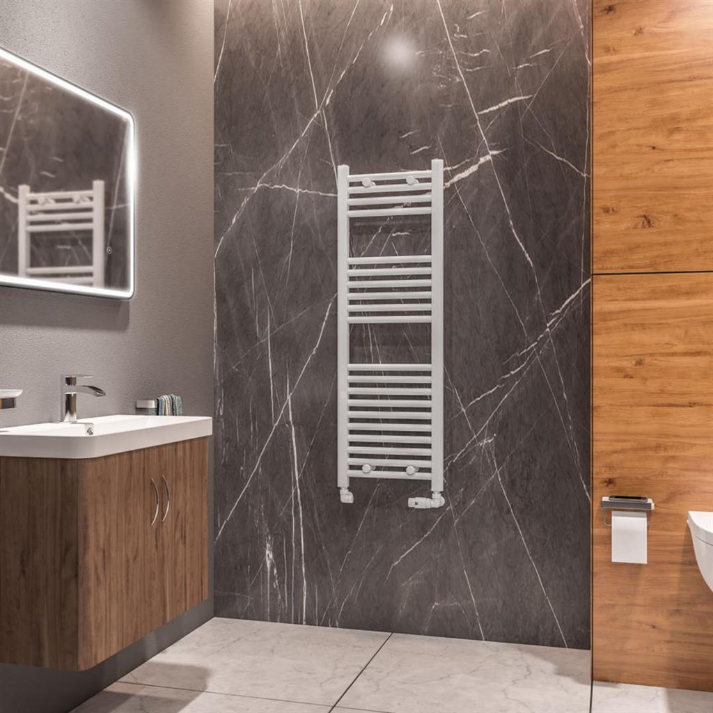 Eastbrook Westward 1200mm x 400mm Straight Ladder Towel Radiator - Gloss White - 89.0578 - TAP 'N' SHOWER