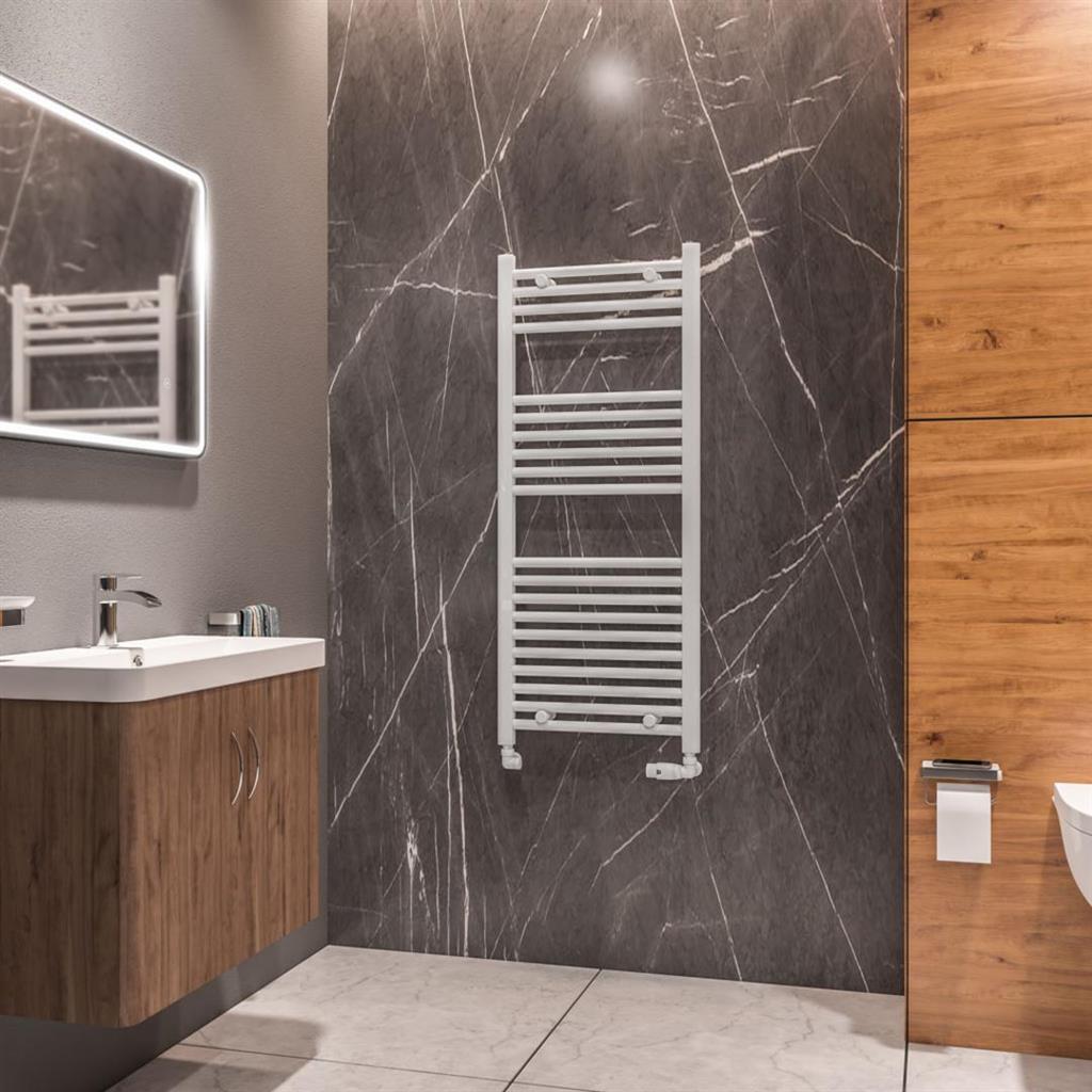 Eastbrook Westward 1200mm x 500mm Straight Ladder Towel Radiator - Gloss White - 89.0579 - TAP 'N' SHOWER
