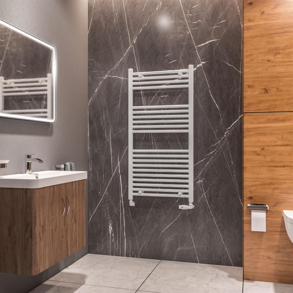 Eastbrook Westward 1200mm x 600mm Straight Ladder Towel Radiator - Gloss White - 89.0580 - TAP 'N' SHOWER