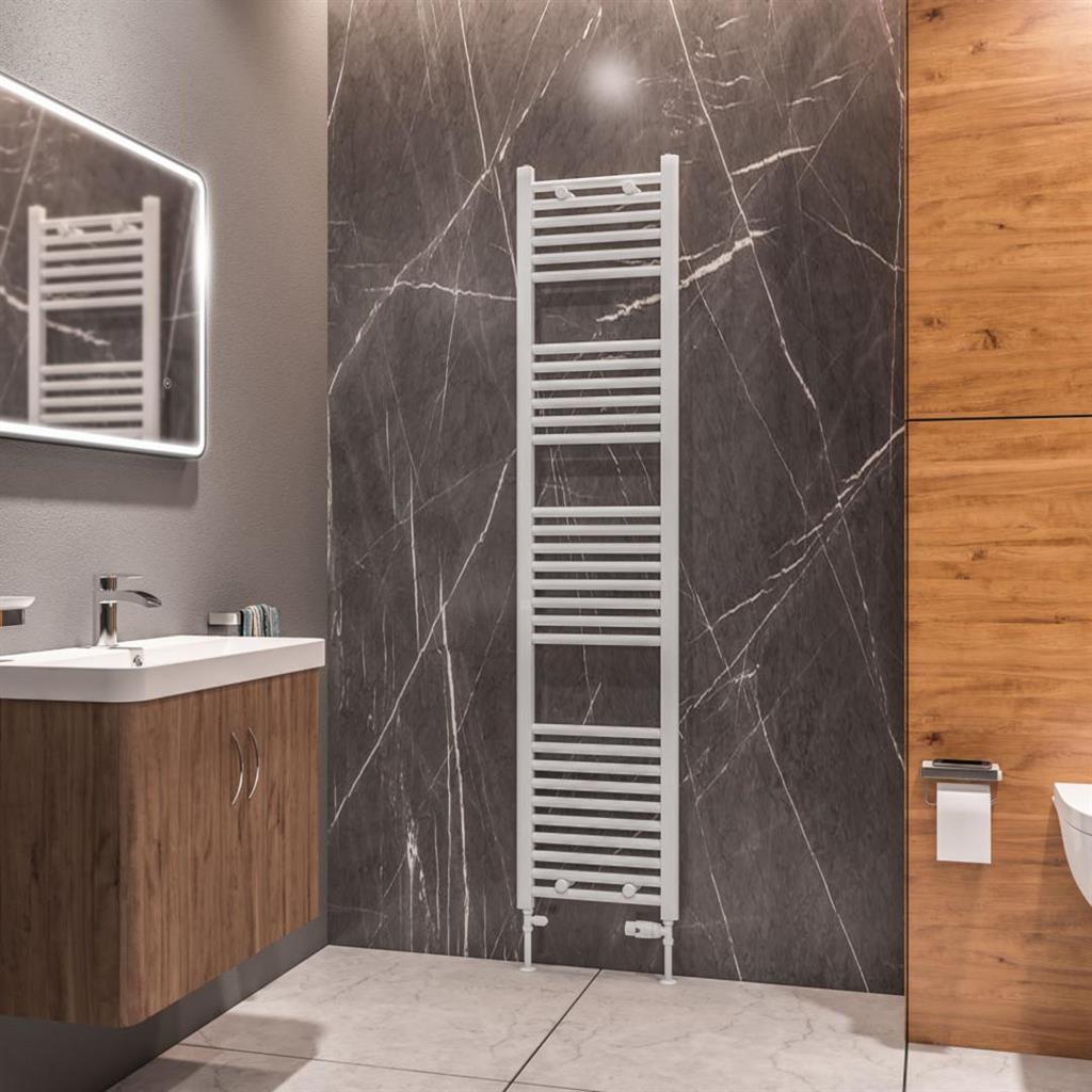 Eastbrook Westward 1800mm x 400mm Straight Ladder Towel Radiator - Gloss White - 89.0581 - TAP 'N' SHOWER