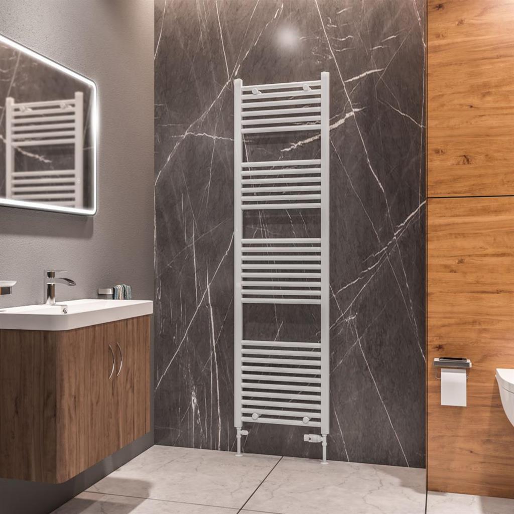 Eastbrook Westward Straight Ladder Towel Radiator 1800mm x 500mm - Gloss White - 89.0582 - TAP 'N' SHOWER