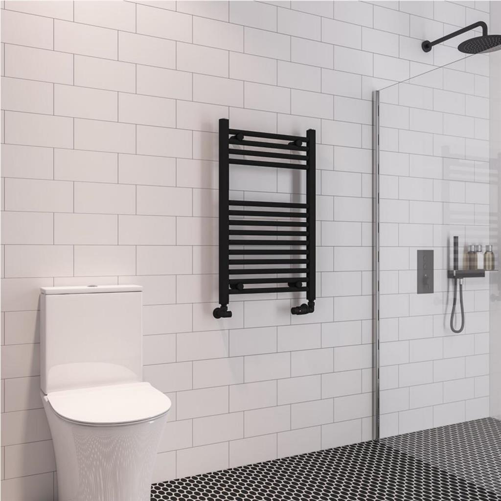 Eastbrook Wingrave Straight Ladder Towel Radiator 800mm x 500mm - Matt Black - 89.0597 - TAP 'N' SHOWER
