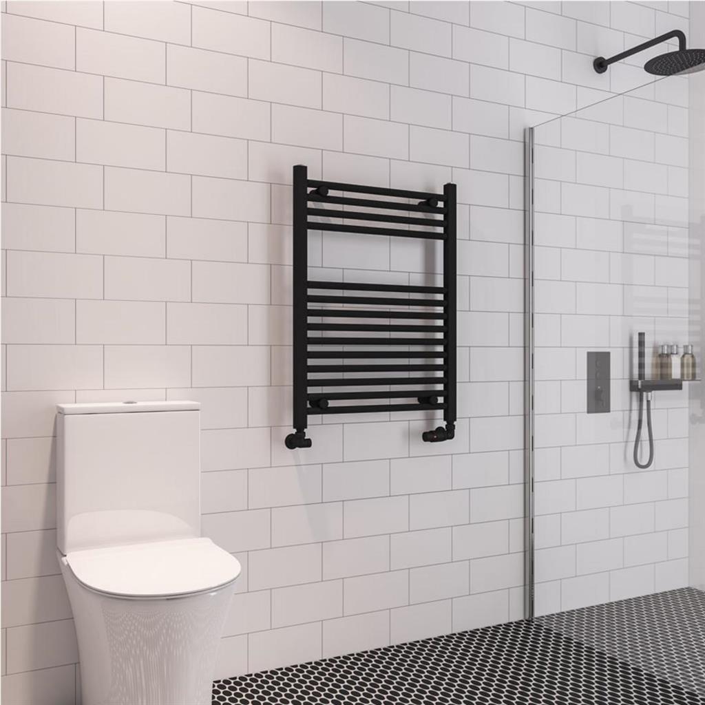 Eastbrook Wingrave Straight Ladder Towel Radiator 800mm x 600mm - Matt Black - 89.0598 - TAP 'N' SHOWER