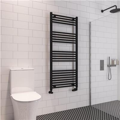 Eastbrook Wingrave Straight Ladder Towel Radiator 1400mm x 600mm - Matt Black - 89.0607 - TAP 'N' SHOWER