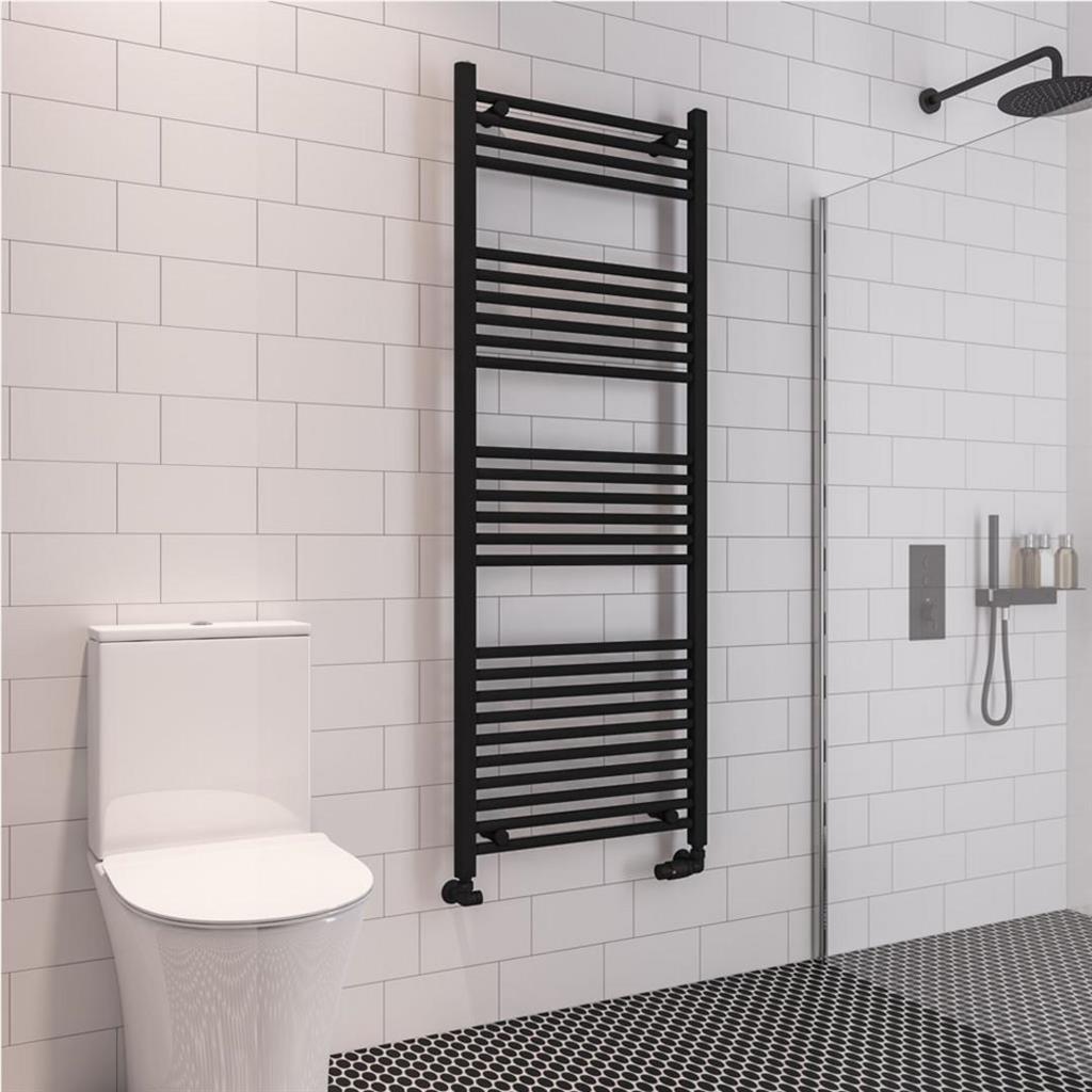 Eastbrook Wingrave Straight Ladder Towel Radiator 1600mm x 600mm - Matt Black - 89.0610 - TAP 'N' SHOWER