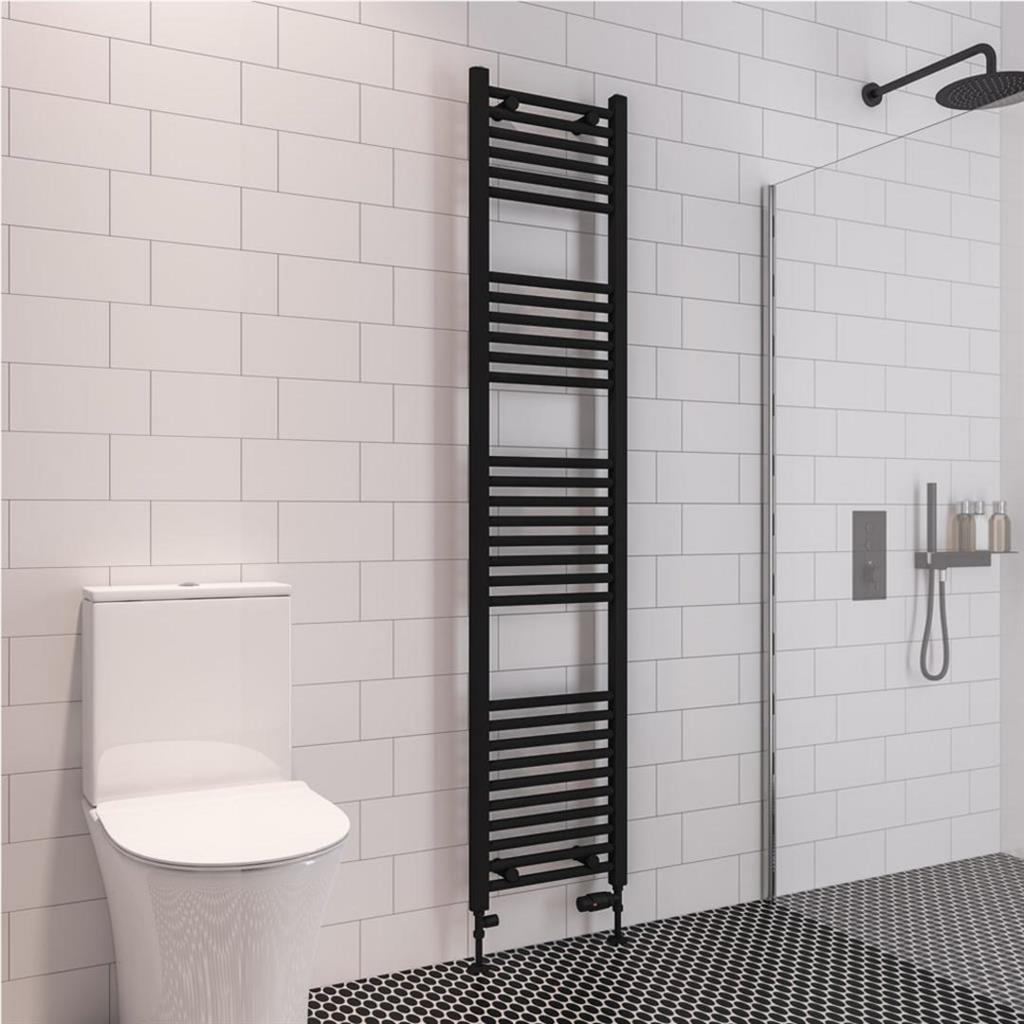 Eastbrook Wingrave Straight Ladder Towel Radiator 1800mm x 400mm - Matt Black - 89.0611 - TAP 'N' SHOWER