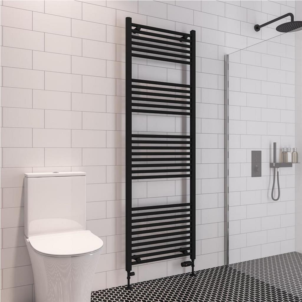 Eastbrook Wingrave Straight Ladder Towel Radiator 1800mm x 600mm - Matt Black - 89.0613 - TAP 'N' SHOWER
