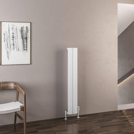 Eastbrook Malmesbury Aluminium Vertical Radiator 185mm x 1200mm - Matt White - 89.0935 - TAP 'N' SHOWER