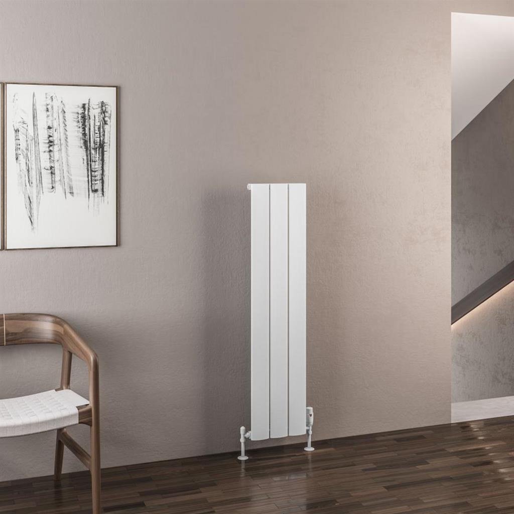 Eastbrook Malmesbury Aluminium Vertical Radiator 280mm x 1200mm - Matt White - 89.0936 - TAP 'N' SHOWER