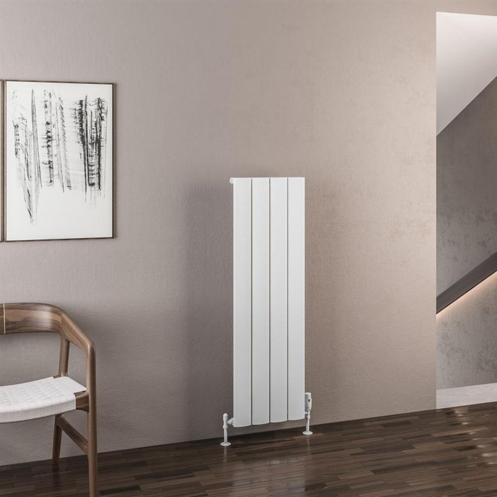 Eastbrook Malmesbury Aluminium Vertical Radiator 375mm x 1200mm - Matt White - 89.0937 - TAP 'N' SHOWER