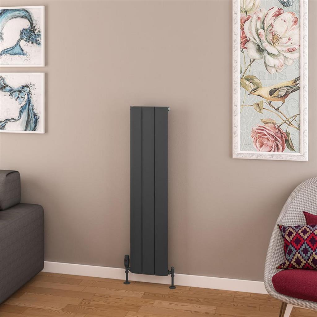Eastbrook Withington Aluminium Vertical Radiator 280mm x 1200mm - Matt Anthracite - 89.0963 - TAP 'N' SHOWER