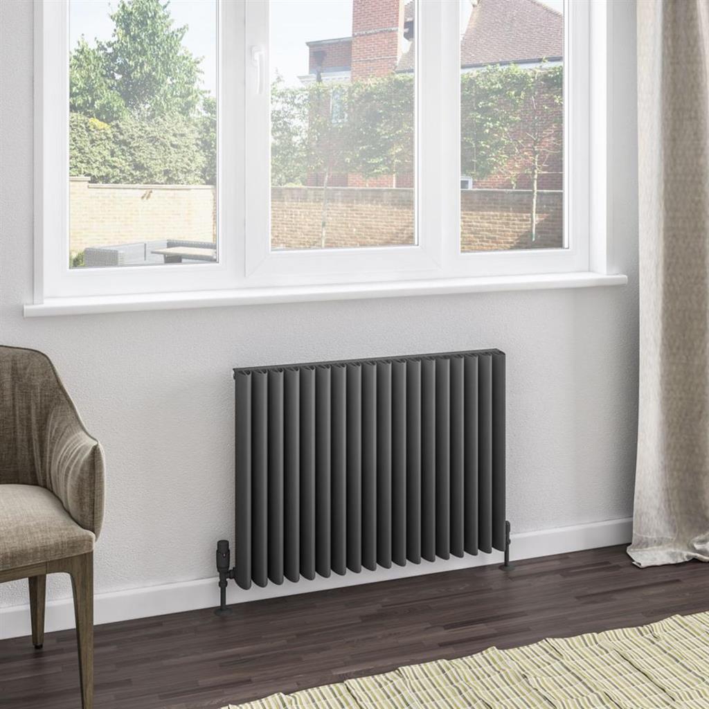 Eastbrook Witney Aluminium Horizontal Radiator 850mm x 600mm - Matt Anthracite - 89.0976 - TAP 'N' SHOWER