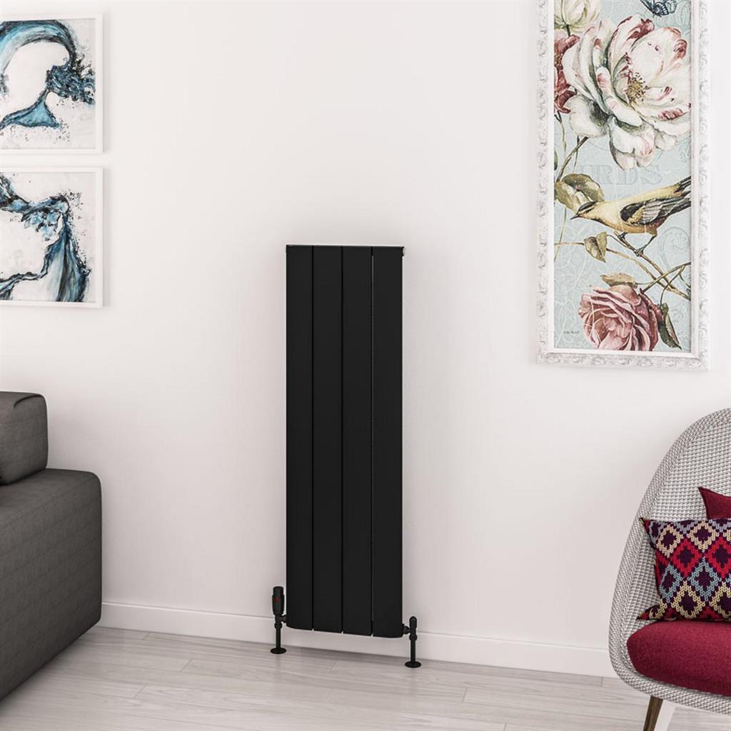 Eastbrook Withington Aluminium Vertical Radiator 375mm x 1200mm - Matt Black - 89.0985 - TAP 'N' SHOWER
