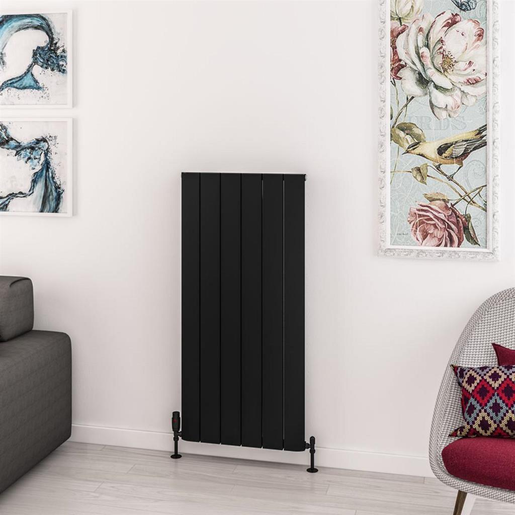 Eastbrook Withington Aluminium Vertical Radiator 565mm x 1200mm - Matt Black - 89.0987 - TAP 'N' SHOWER