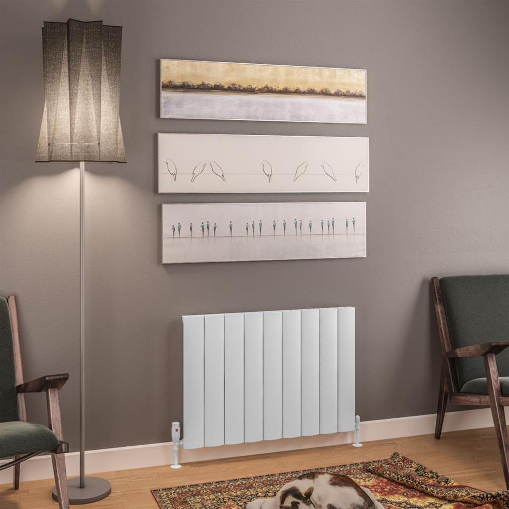 Eastbrook Tordino Aluminium Horizontal Radiator 850mm x 600mm - Matt White - 89.1202 - TAP 'N' SHOWER