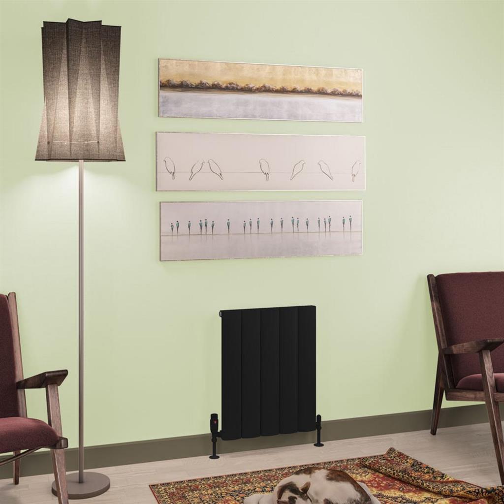 Eastbrook Tordino Aluminium Horizontal Radiator 470mm x 600mm - Matt Black - 89.1227 - TAP 'N' SHOWER