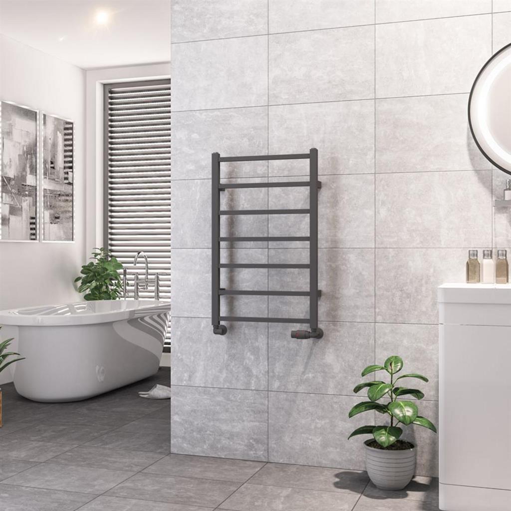Eastbrook Tuscan Square Towel Radiator 500mm x 800mm - Matt Anthracite - 89.1256 - TAP 'N' SHOWER