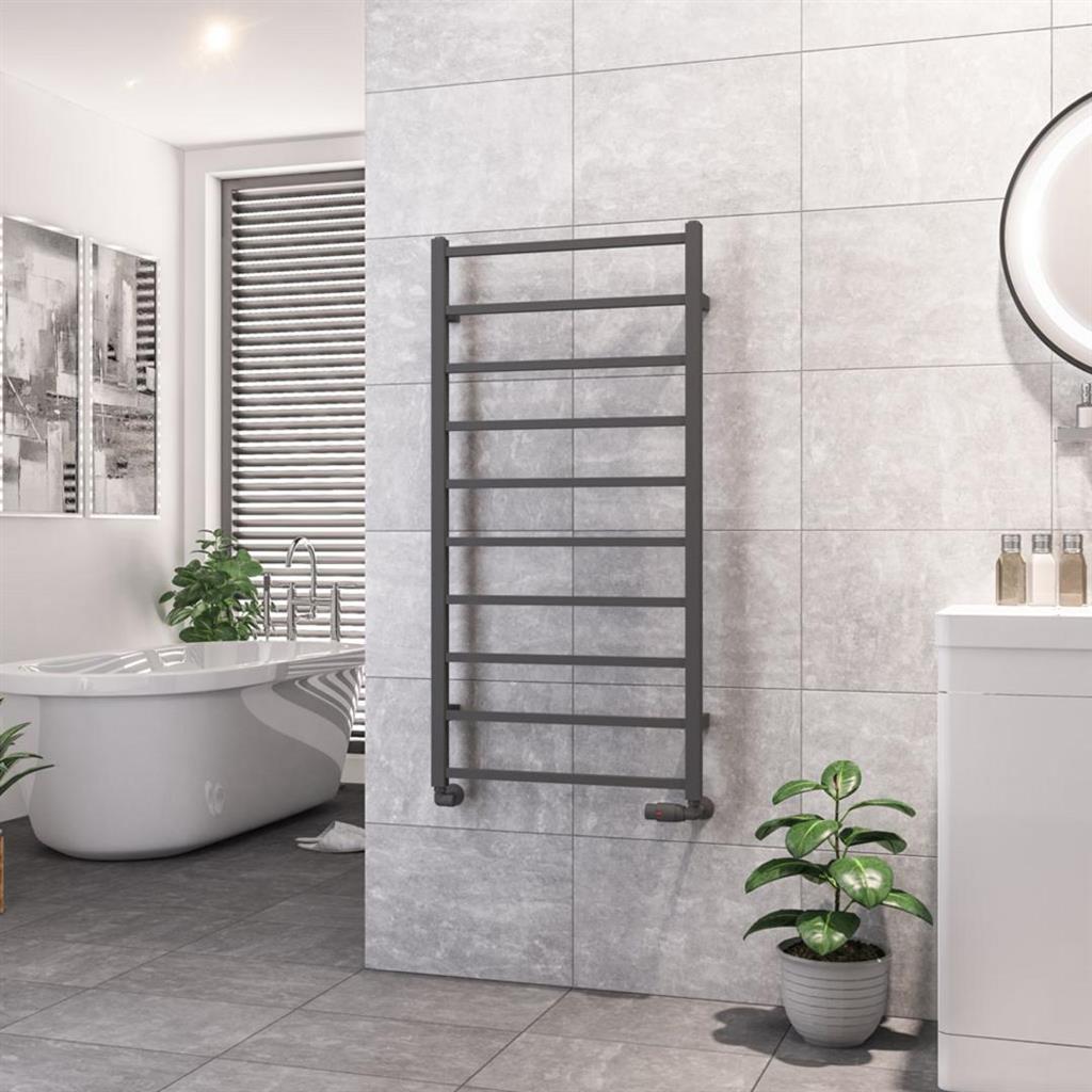 Eastbrook Tuscan Square Towel Radiator 600mm x 1200mm - Matt Anthracite - 89.1259 - TAP 'N' SHOWER