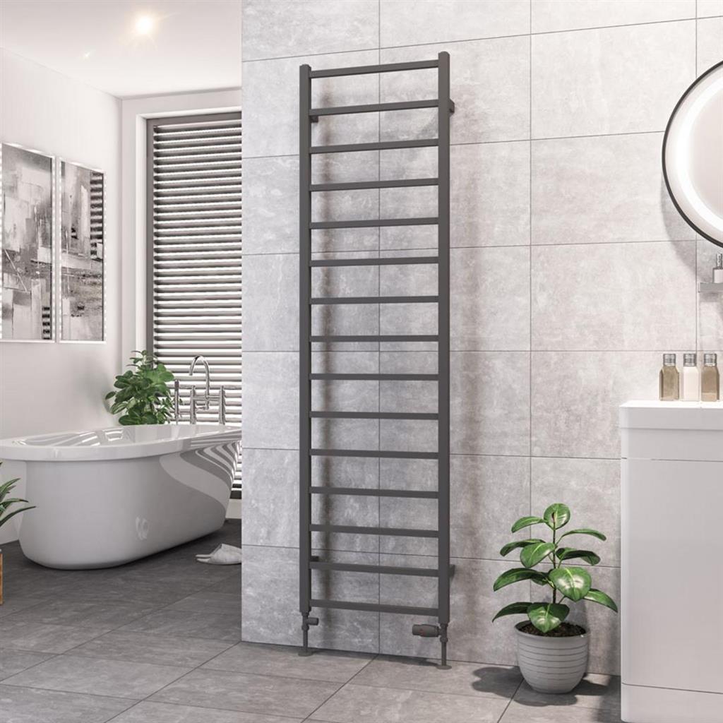Eastbrook Tuscan Square Towel Radiator 500mm x 1800mm - Matt Anthracite - 89.1260 - TAP 'N' SHOWER