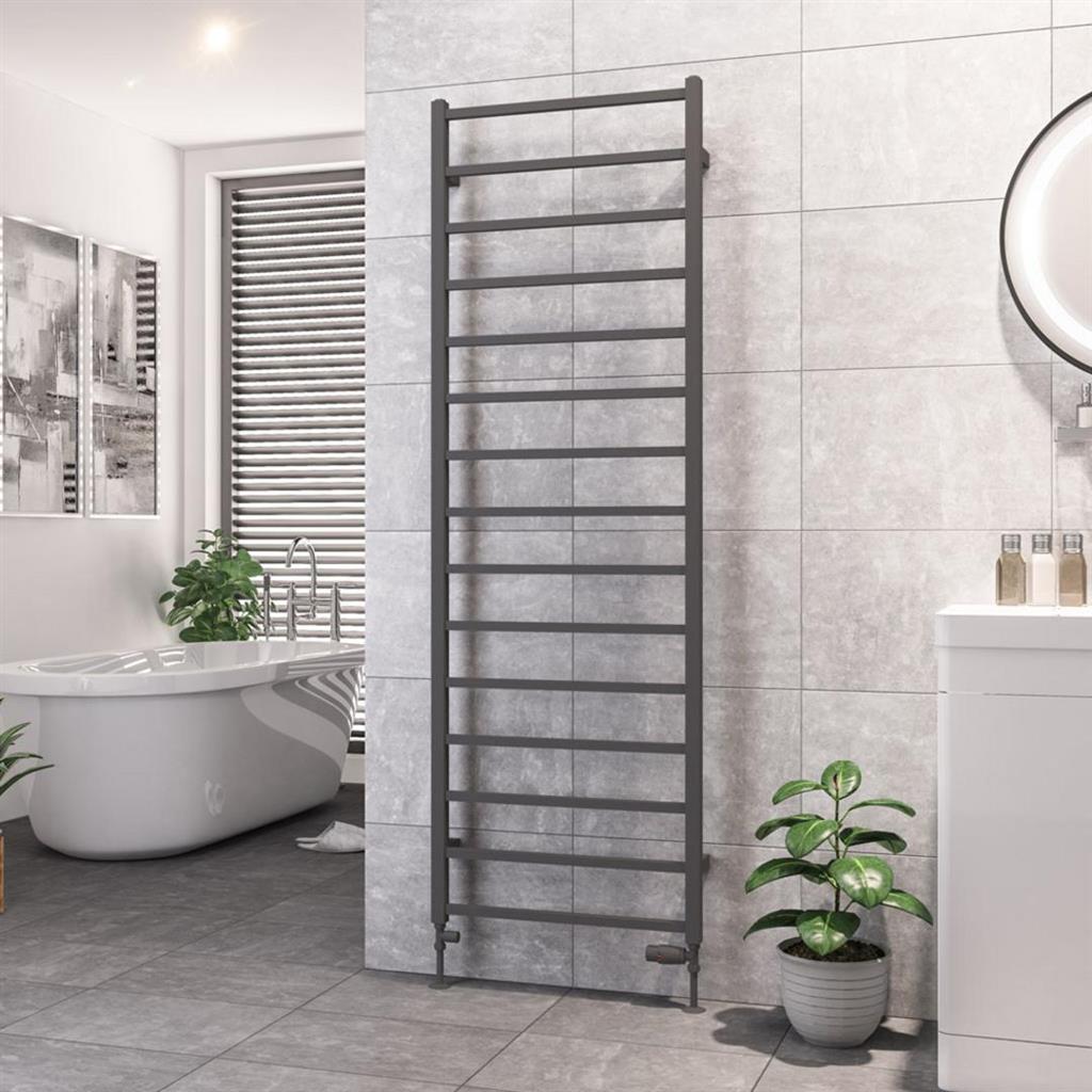 Eastbrook Tuscan Square Towel Radiator 600mm x 1800mm - Matt Anthracite - 89.1261 - TAP 'N' SHOWER