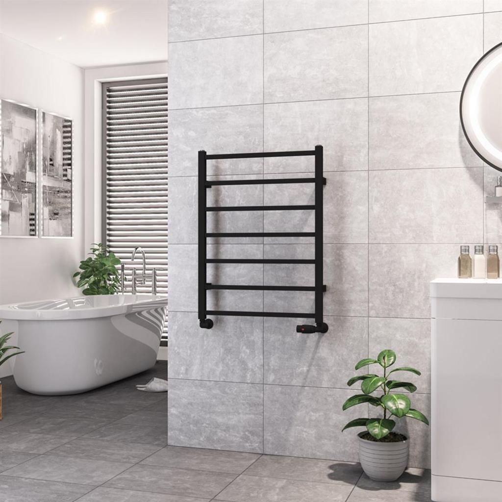 Eastbrook Tuscan Square Towel Radiator 600mm x 800mm - Matt Black - 89.1263 - TAP 'N' SHOWER