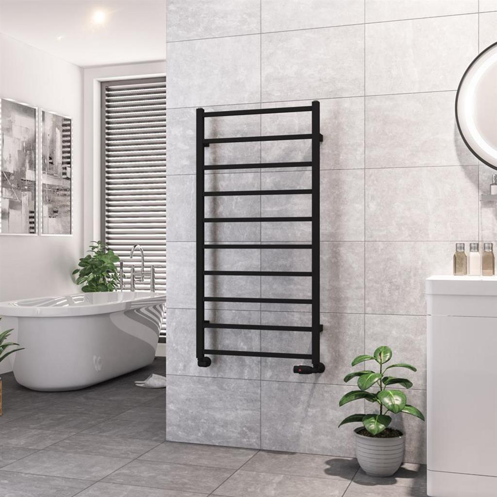Eastbrook Tuscan Square Towel Radiator 600mm x 1200mm - Matt Black - 89.1265 - TAP 'N' SHOWER