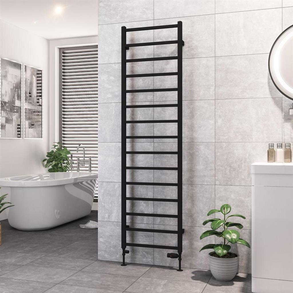 Eastbrook Tuscan Square Towel Radiator 500mm x 1800mm - Matt Black - 89.1266 - TAP 'N' SHOWER