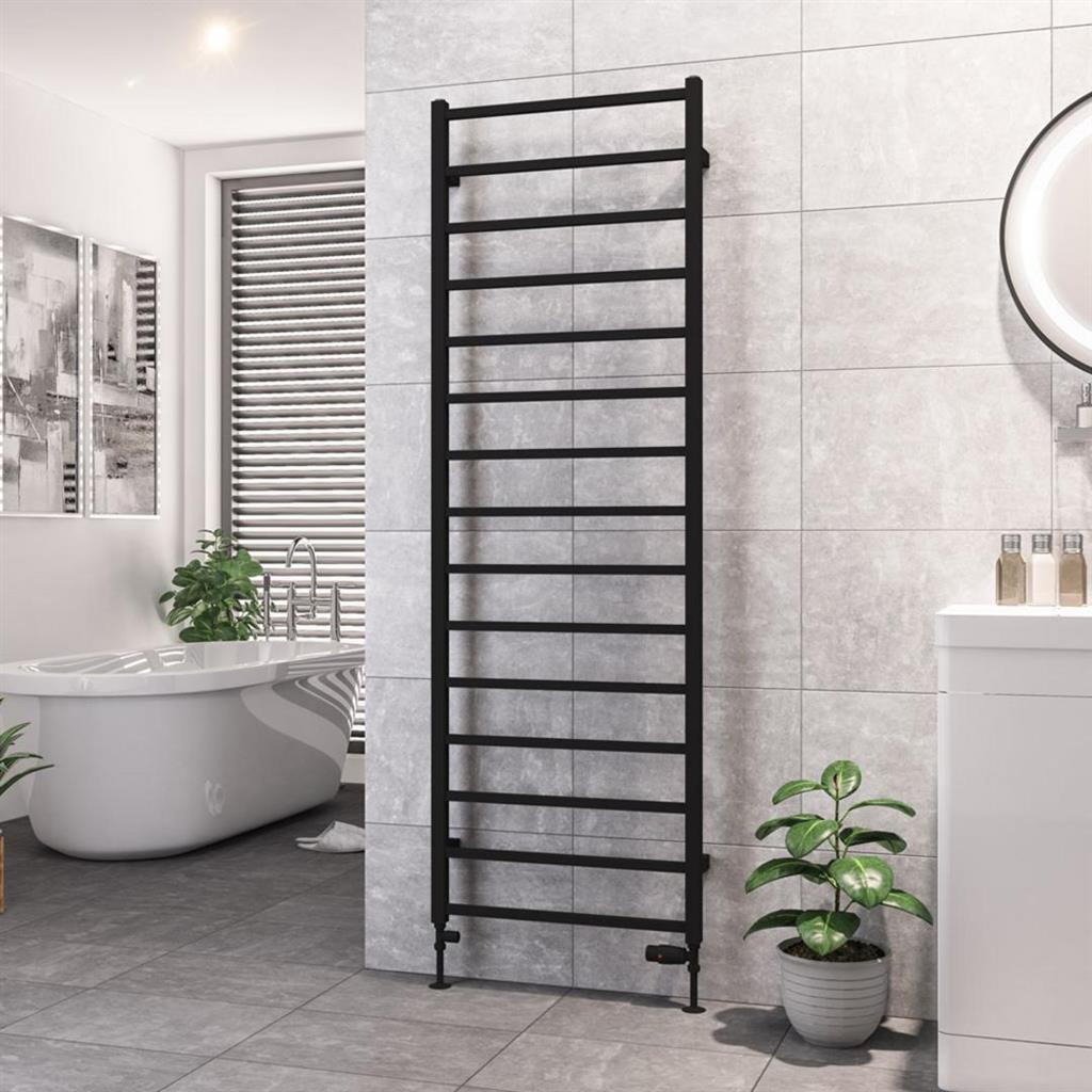 Eastbrook Tuscan Square Towel Radiator 600mm x 1800mm - Matt Black - 89.1267 - TAP 'N' SHOWER