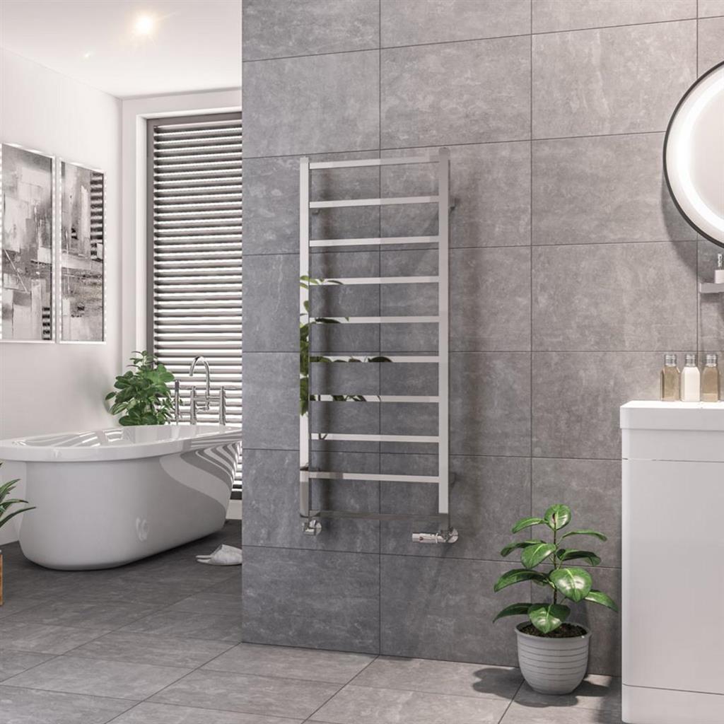 Eastbrook Tuscan Square Towel Radiator 500mm x 1200mm - Chrome - 89.1270 - TAP 'N' SHOWER