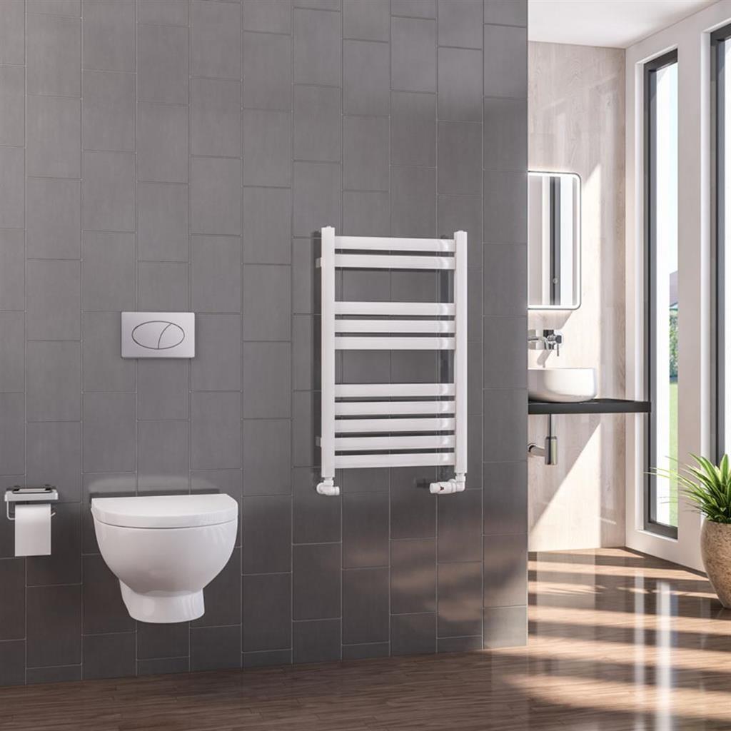 Eastbrook Defford Designer Towel Radiator 500mm x 800mm - Gloss White - 89.1274 - TAP 'N' SHOWER