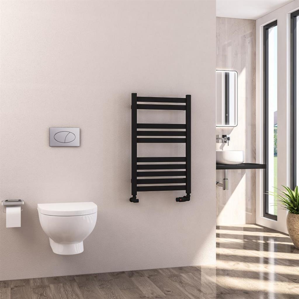 Eastbrook Defford Designer Towel Radiator 500mm x 800mm - Matt Black - 89.1292 - TAP 'N' SHOWER