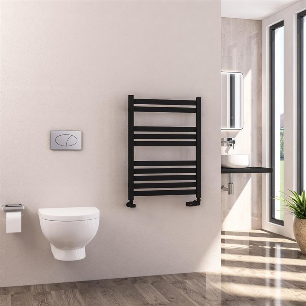 Eastbrook Defford Designer Towel Radiator 600mm x 800mm - Matt Black - 89.1293 - TAP 'N' SHOWER