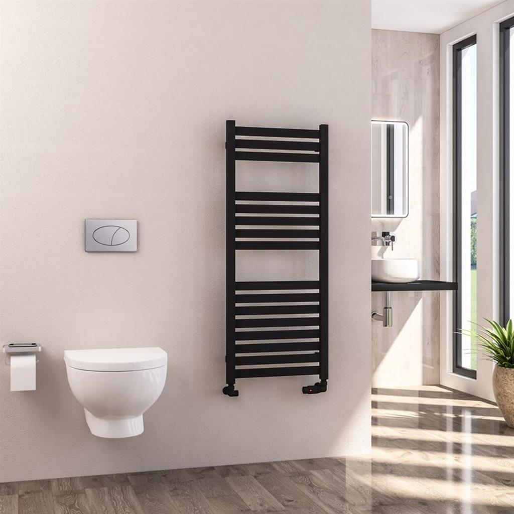 Eastbrook Defford Designer Towel Radiator 500mm x 1200mm - Matt Black - 89.1294 - TAP 'N' SHOWER