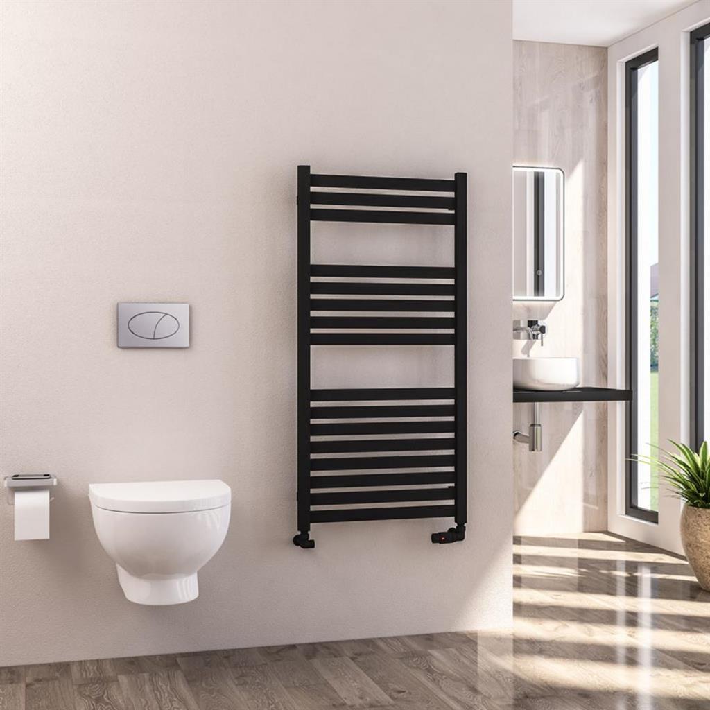 Eastbrook Defford Designer Towel Radiator 600mm x 1200mm - Matt Black - 89.1295 - TAP 'N' SHOWER