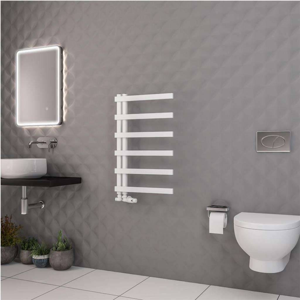 Eastbrook Platani Designer Towel Radiator 500mm x 800mm - Matt White - 89.1328 - TAP 'N' SHOWER