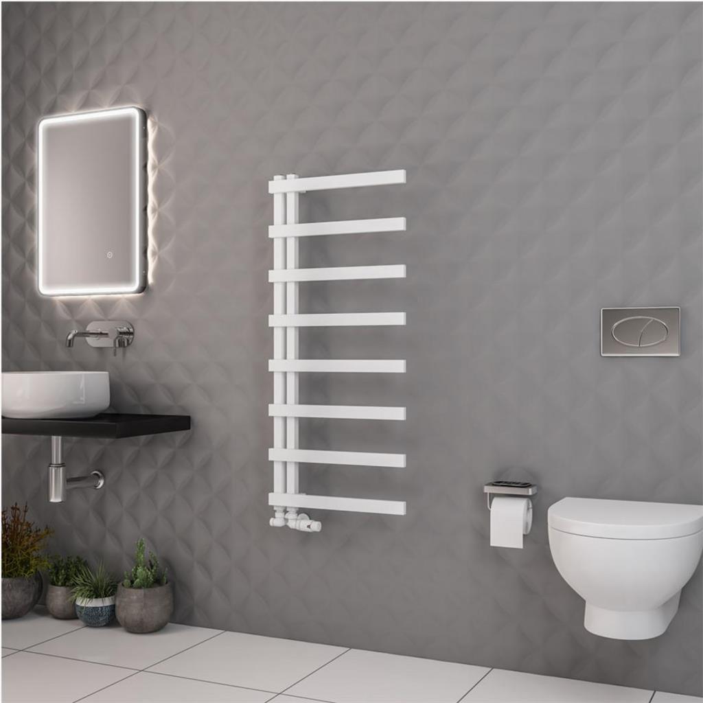Eastbrook Platani Designer Towel Radiator 500mm x 1150mm - Matt White - 89.1330 - TAP 'N' SHOWER