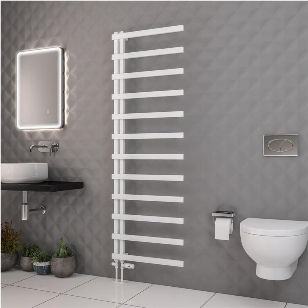 Eastbrook Platani Designer Towel Radiator 600mm x 1800mm - Matt White - 89.1333 - TAP 'N' SHOWER