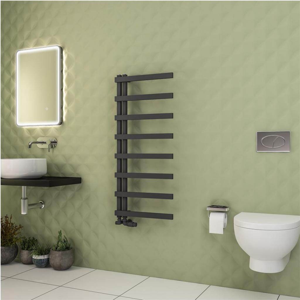 Eastbrook Platani Designer Towel Radiator 500mm x 1150mm - Matt Anthracite - 89.1342 - TAP 'N' SHOWER