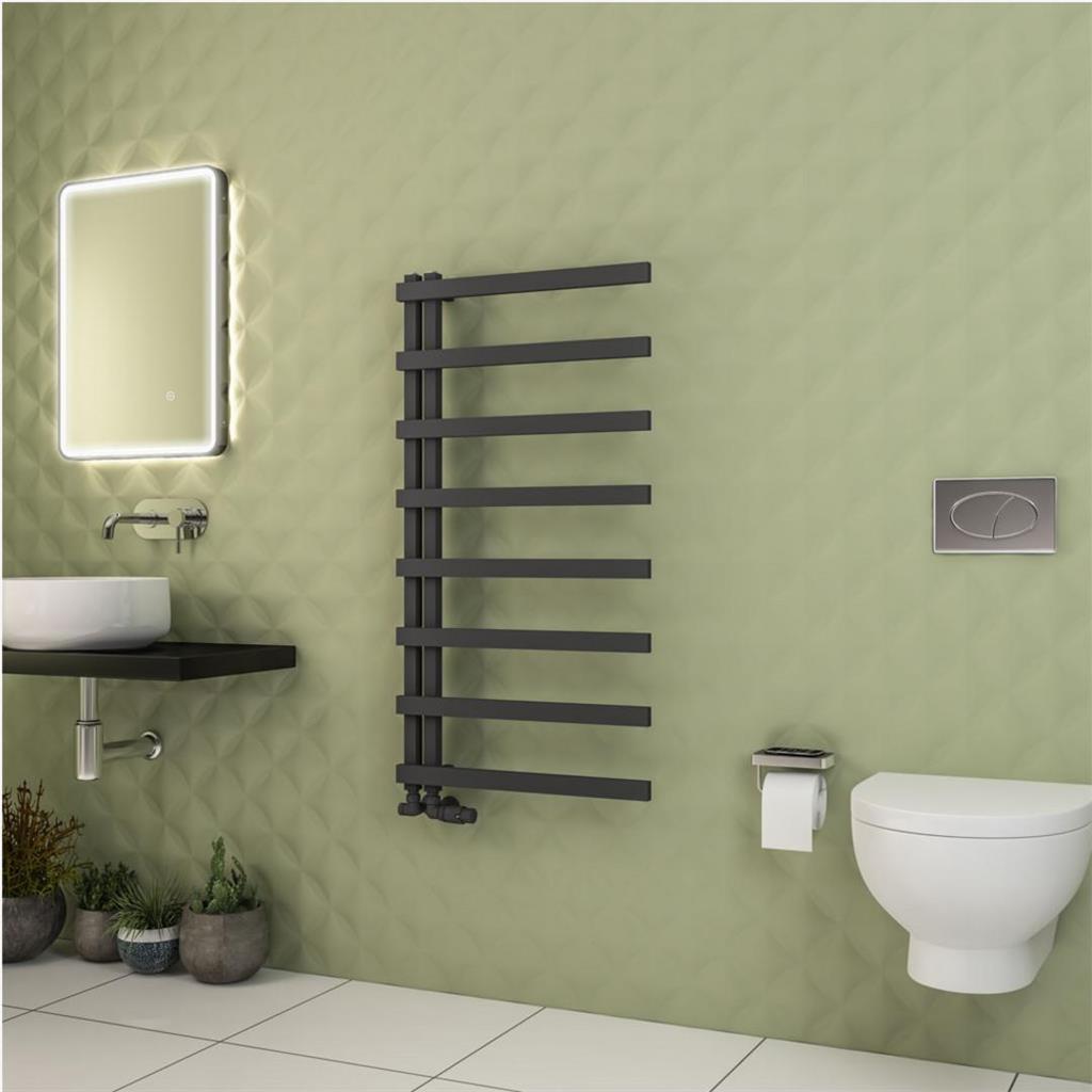 Eastbrook Platani Designer Towel Radiator 600mm x 1150mm - Matt Anthracite - 89.1343 - TAP 'N' SHOWER