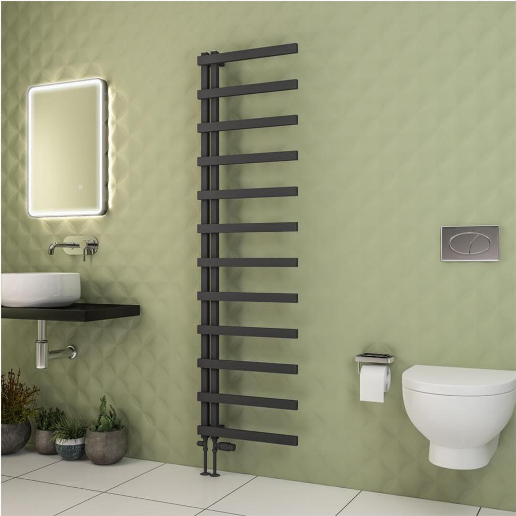Eastbrook Platani Designer Towel Radiator 500mm x 1800mm - Matt Anthracite - 89.1344 - TAP 'N' SHOWER