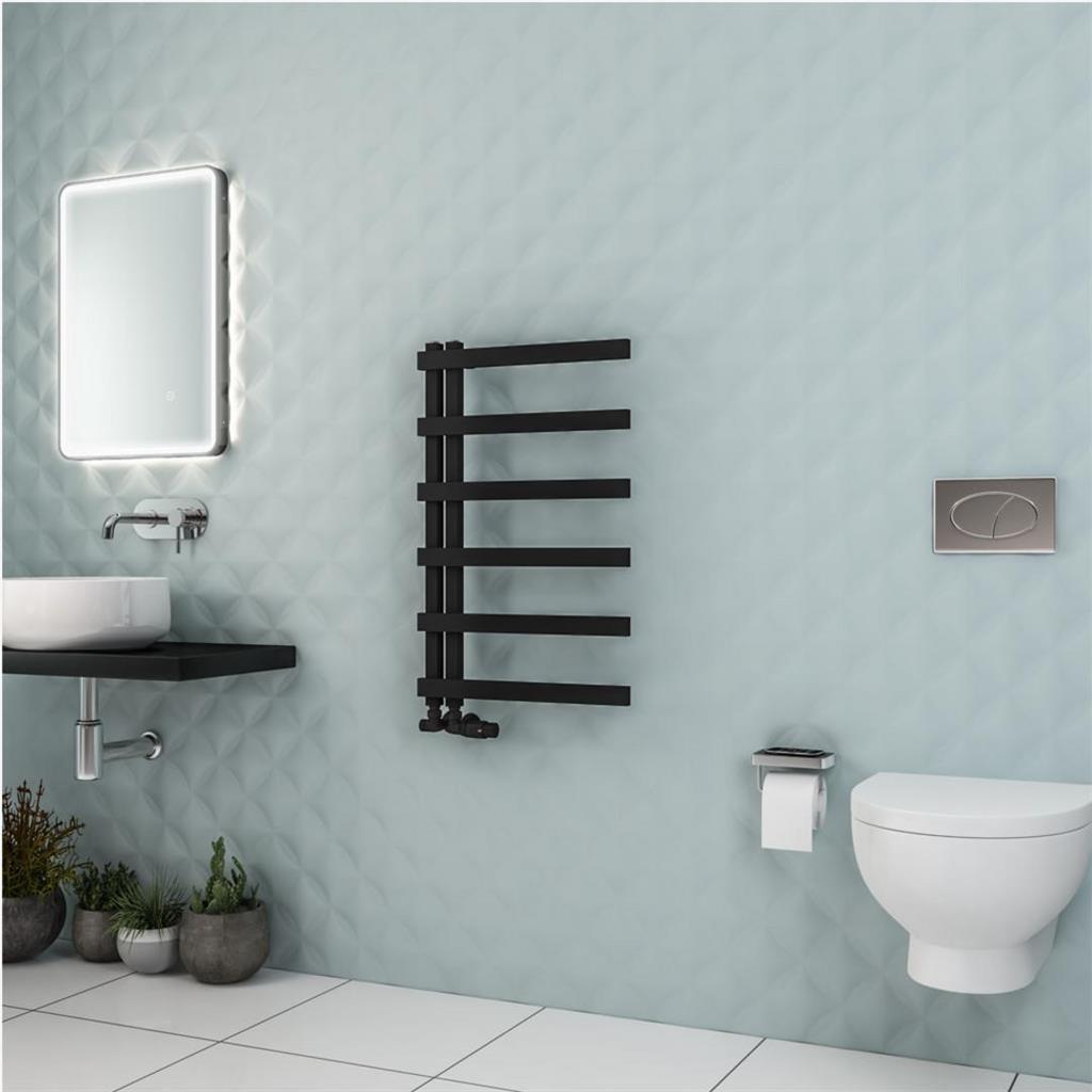 Eastbrook Platani Designer Towel Radiator 500mm x 800mm - Matt Black - 89.1346 - TAP 'N' SHOWER